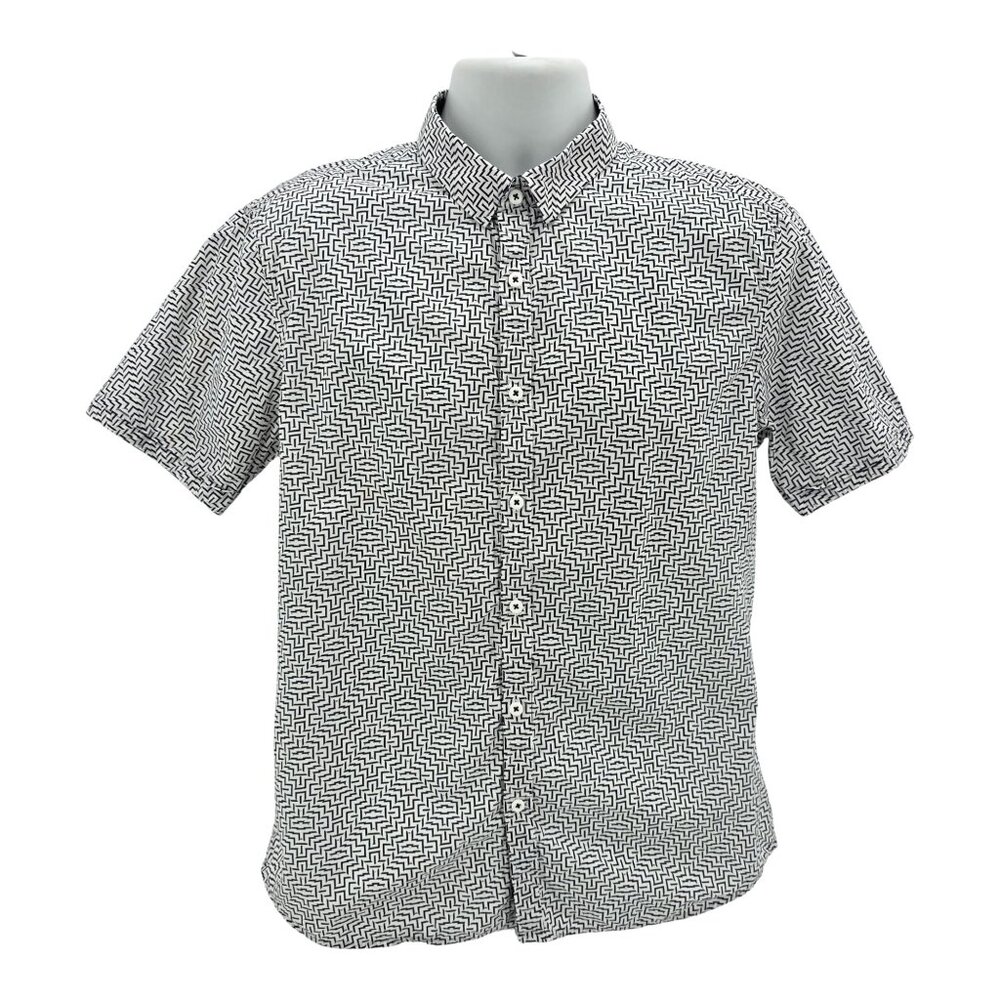 7 Diamonds Mens Large Shirt Hypnotic 7Diamonds Fit Retro Zig Zag Button Party